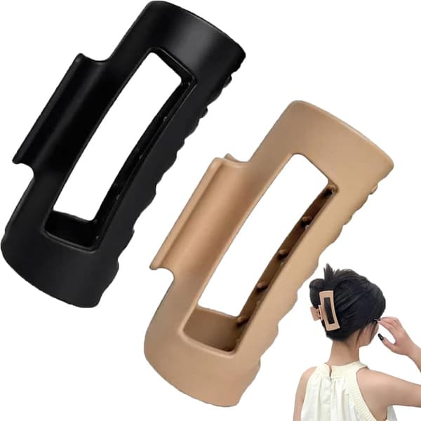 Hair Clip Set Soft Flexible Non-Slip Matte Rectangular Jaw Clip For Thick Or Fine Hair Black And Coffee