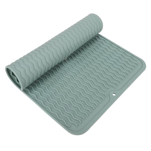 Eco-Friendly Heat Resistant Dish Drying Mat Non-Slip Flexible Rubber Mat Green