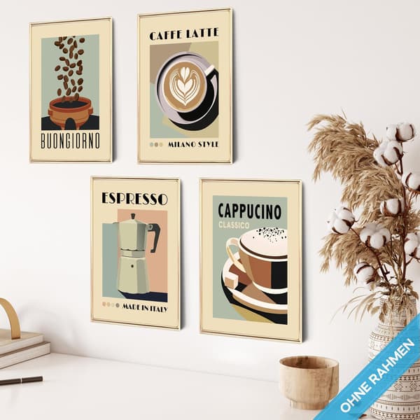 Kaffeaffisch - Kaffebilder - Väggkonst för kök - Estetisk affisch - Vardagsrums- och köksdekoration - Estetiskt kaffe - 4