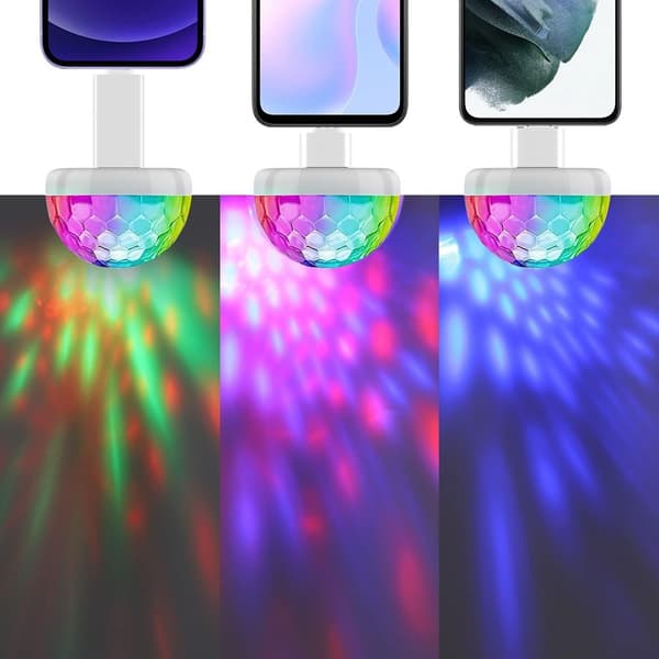 Mini discokulelys USB, discokule LED-festlampe stemmestyring disco
