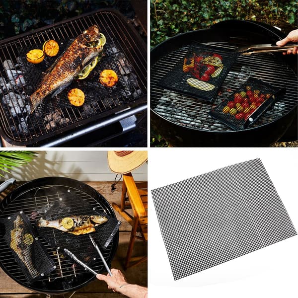 30x40cm Reusable Non-Stick Grill Mesh Mat for Outdoor Kitchen BBQ Cooking Accessories