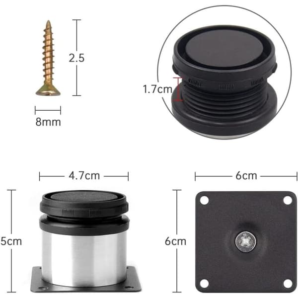 Sett med 4 justerbare stål møbelben for sofa bord skap - 5cm