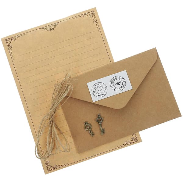 Brevpapir Vintage Brevpapir og Konvolut Sæt Rejsende Notesblok Indsats Beige Rektangulær 2 Sæt