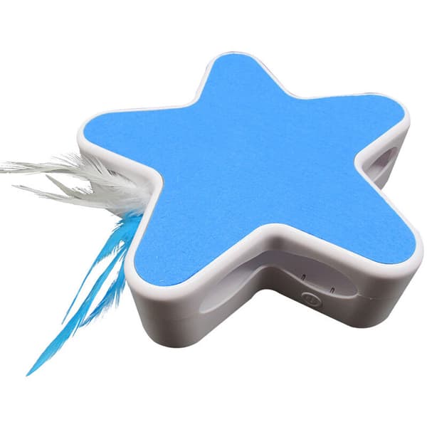 Cat Toy Smart Teasing Cat Stick Crazy Game Spinning Turntable Cat Catch Mouse Star-shaped Automatic Turntable Cat Toy-Blue