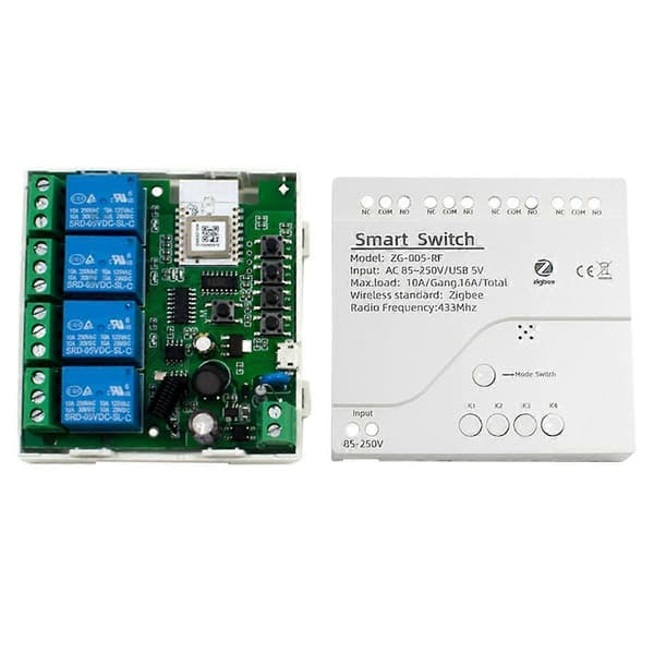 Tuya Zigbee 4 CH Smart Switch Sensor Passiv Torr Kontakt AC85-250V Switch Åtkomstkontroll Relä Kontroller