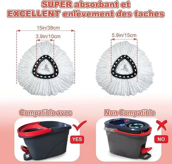 GFRED 3-pak Mikrofiber Moppe Erstatning Kompatibel med Vileda Turbo 3 i 1 EasyWring og Clean Moppe Refill
