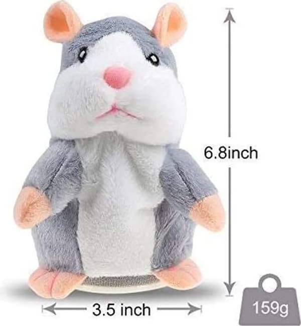 Pratande Hamster Plyschleksak Upprepande Elektronisk Husdjursleksak för Bebisar och Barn Grå