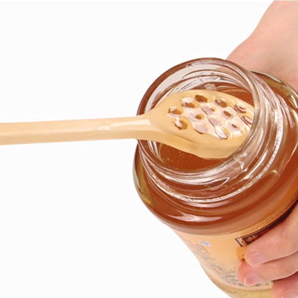 14,5 cm naturlig tre Honning broderi Dipper trefarge -