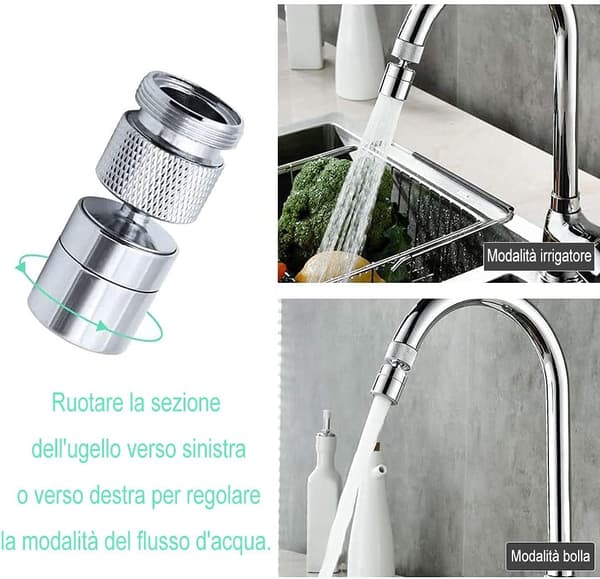 360° Swivel Faucet Aerator Brass 2 Modes Adjustable Kitchen Faucet