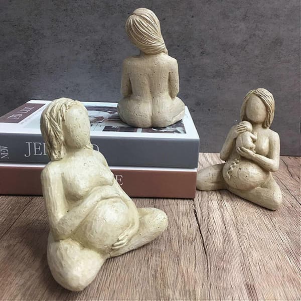Fødende kvinde skulptur harpiks håndværk ornament moder fødselsstatue, stor moderstatue Coll