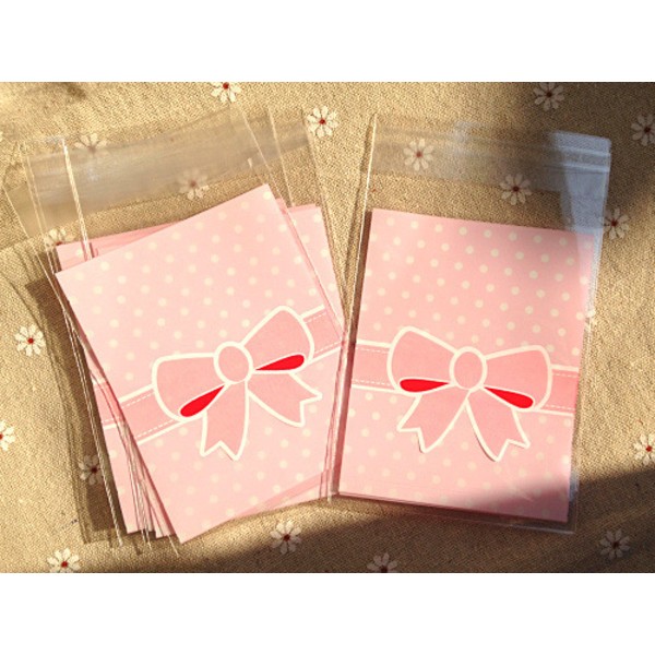 100 Självhäftande paketpåsar för kex och konfektyr Pink Pink