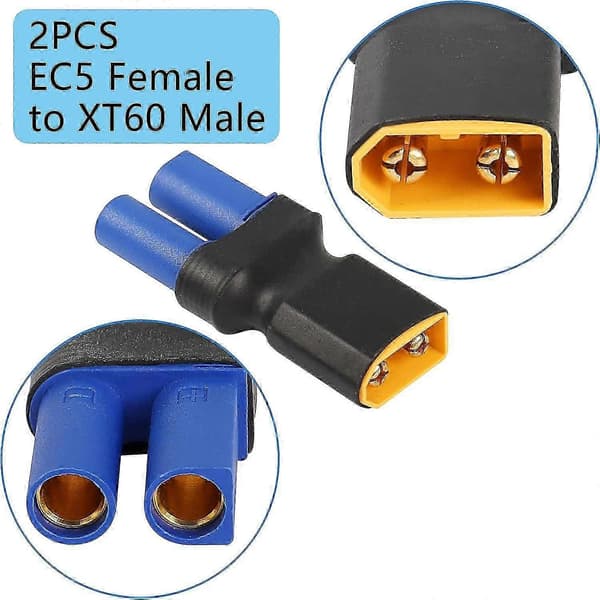 XT60 til EC5-adapter, 4 stk. EC5 til XT60 han-hun kompakt trådløs strømomformerstik til RC Lipo, FPV-drone, modelbil flybatteri