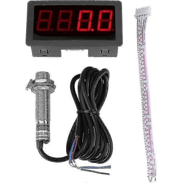 Digital turteller - 4 LED digitale turtellere hastighetsmåler + NPN Hall Effect Proximity Detector Sensor 1 sett