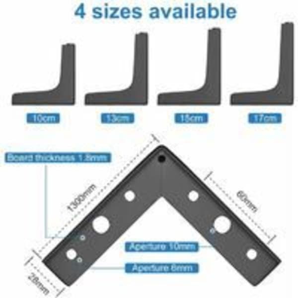 Set med 4 möbelben 17 cm moderna triangulära metallbordsben hårnålsben för möbler skåp soffa med 16 skruvar och 4 benskydd svart