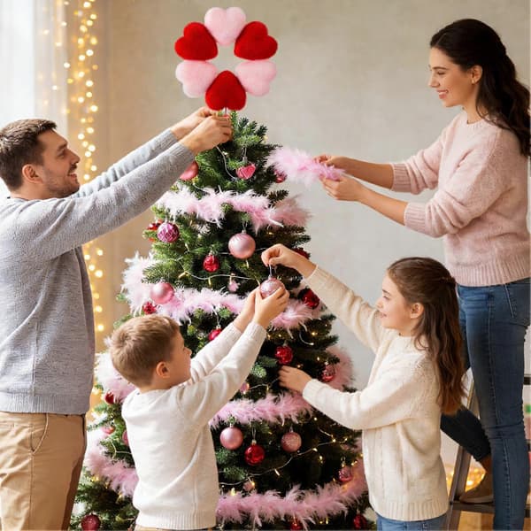Valentine's Day Tree Topper Romantic Decor Large Plush Heart Tree Topper (FMY)