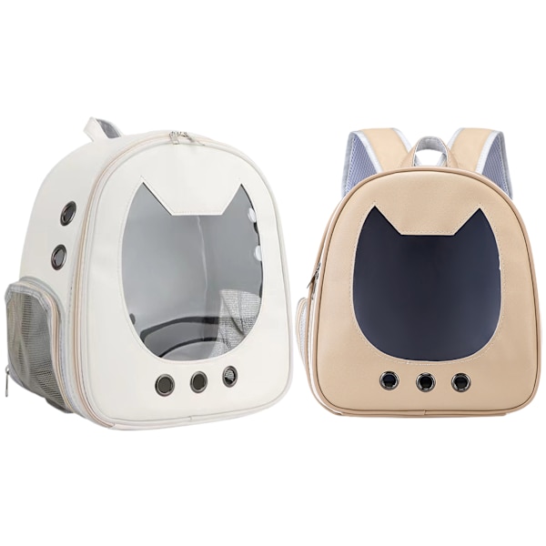 Cat Backpack Carrier with Adjustable Strap Portable Breathable Pet Backpack Beige Beige