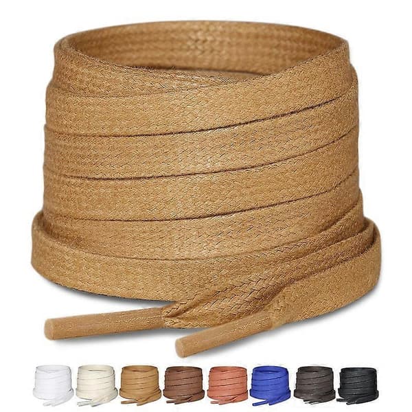 Flat Waxed Cotton Laces, Wide Shoelaces for Boots & Casual Shoes