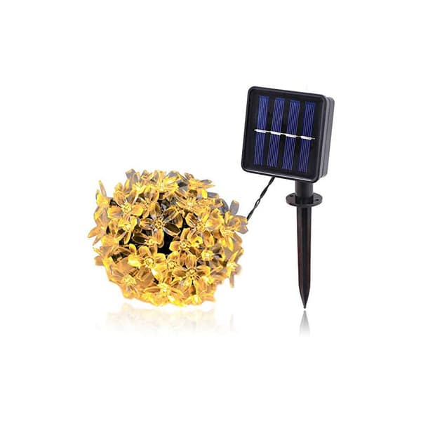 Solcellelysslynge Kirsebærblomst Fe 50LED 2 moduser Utendørs Vanntett Hage Terrasse Jul Innendørs Dekor Varm Hvit?