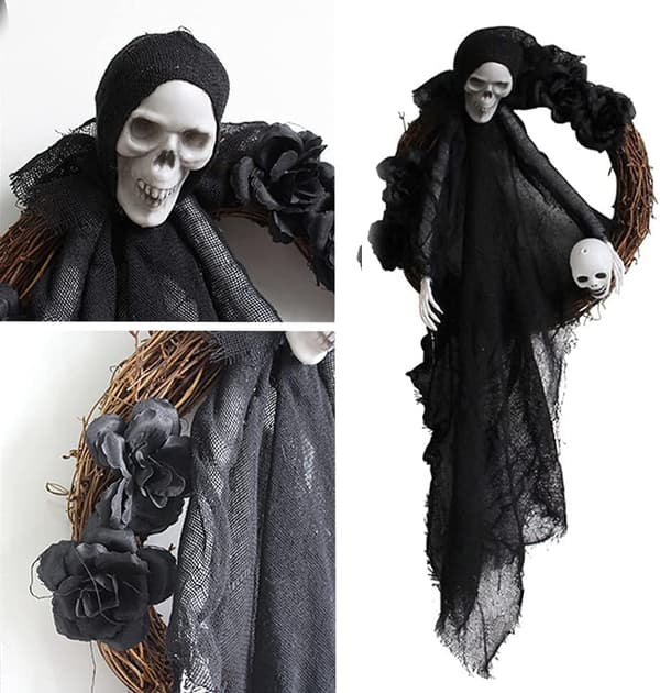 Hodeskallekrans, 81,3 cm, dørkrans, Halloween-dekorasjon