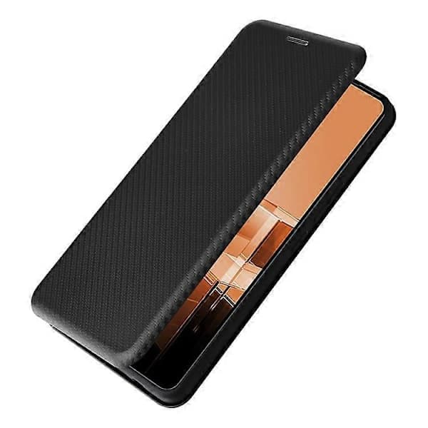 Kompatibelt læderetui med kulfibertekstur og magnetisk stativ til Asus Zenfone 11 Ultra 5G Sort