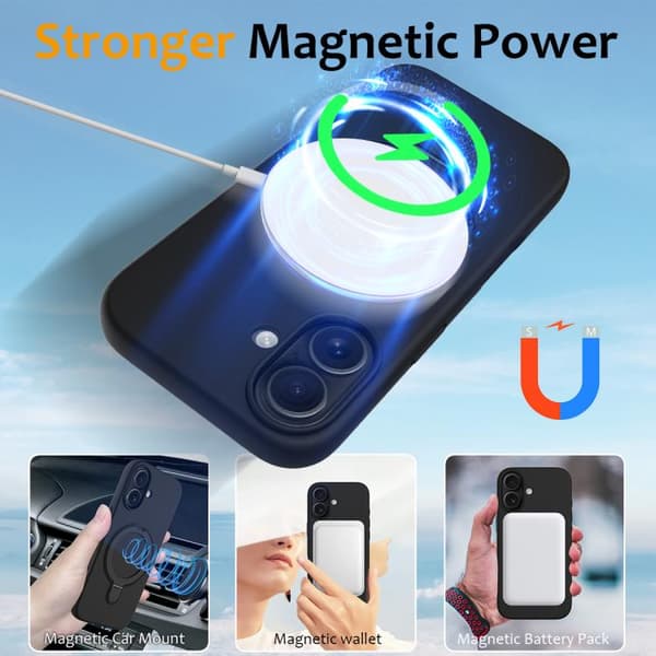 iPhone 17 Skal - Flytande Silikon med MagSafe Magnetisk Ringhållare