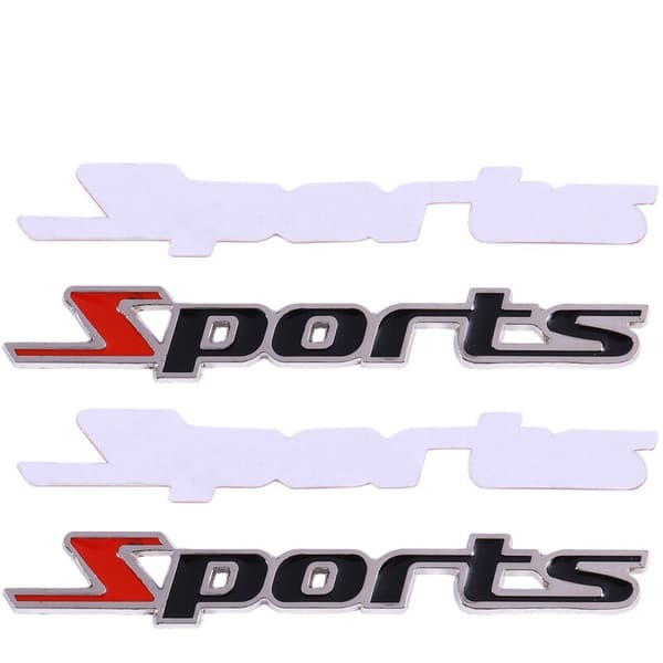 2 stk Sort Rød Metal Sport Bogstaver Bil Emblem Dekor