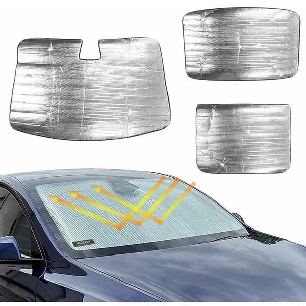 3 st Vindrutesolskydd för Tesla Model 3 2017-2021, taksolskydd, vikbart, anti-strålning, reflektor, solskydd