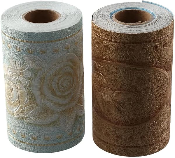 3D Blomstret Tapetbort til Badeværelse, Stue, Køkken, 10 cm x 5 m