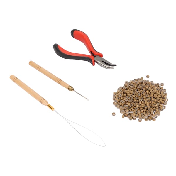 Hair Extension Tools Micro Silicone Rings Beads with Pliers Pulling Hook Crochet Needle Hair Styling Extension Tool 7 200pcs Hair Rings