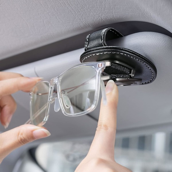 Passer til Benz bil solbrilleholder, læder brilleholder til A C E S GLK CLA GLA GLC GLE CLS SLK AMG, brilleholder til bil solskærm Black
