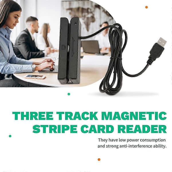 Magnetisk kortleser MSR90 USB-kompatibel med POS-system Svart Svart