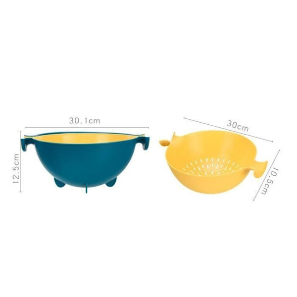 Colander, Colander Set with Container, Double Rotating Drain and Basket, for Pasta, Vegetables, Fruit, etc.