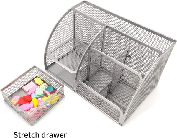 Mesh Division Skrivebordsopbevaringsstativ Skrivebords Penneholder Opbevaringsramme Stu
