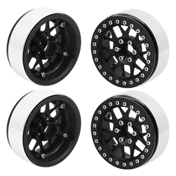4 stk. metallfelger RC biltilbehør passer til SCX10/D90/TRX‑4 1/10 RC Crawler 2,2 tommer svart