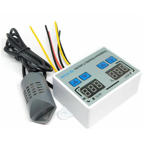 Dobbelt digital temperatur- og fugtighedsregulator til hjemmekøleskab, termostat, hygrostat, termometer, hygrometer XK-W1099 DC12V