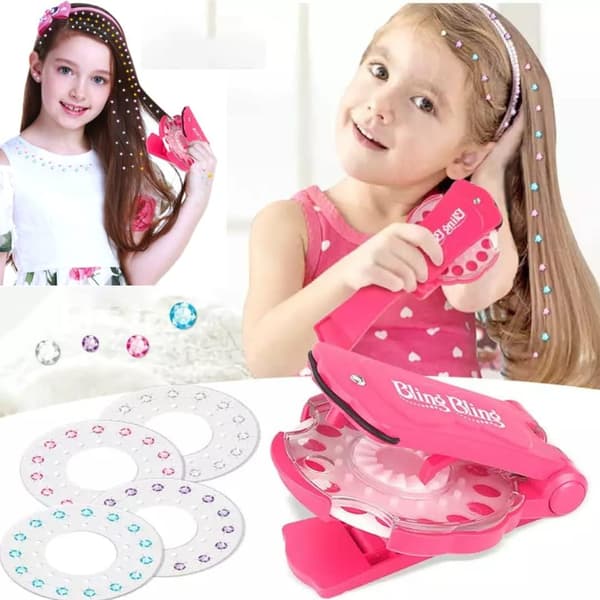 Hårpärlstämpel med 180 strass-hårpärlor, Hair Bedazzler Bl