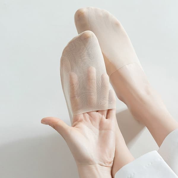 Steps med silikonehæl 5 par Beige S