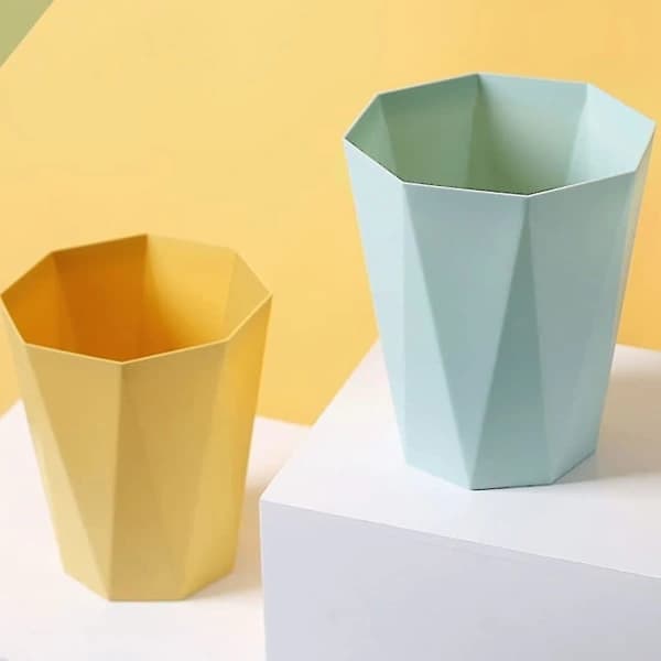 Diamond-shaped waste bin for home, living room, bathroom, kitchen, open, large, creative, bedroom, office, blue S