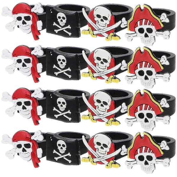 16 stk. pirattema PVC-gummiringe Børnelegetøjsringe (assorterede farver)