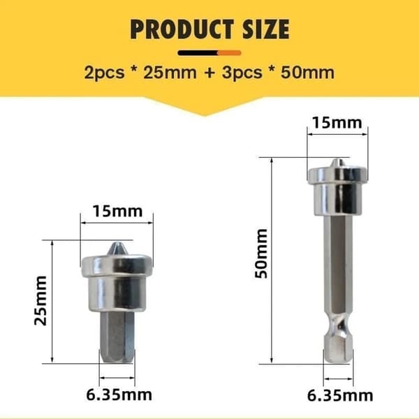 5 Magnetic Positioning Screwdriver Bits 6.35mm Non-slip Magnetic Ring Screwdriver Magnetic Ring Positioning (50mm)