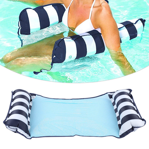 Foldable Dual Function Floating Bed Water Deck Chair Sofa Hammock Mesh Pool Accessory Light Blue