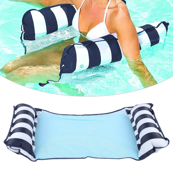 Foldbar Dobbelt Funktion Flydende Seng Vand Dæk Stol Sofa Hængekøje Mesh Pool Tilbehør Lyseblå