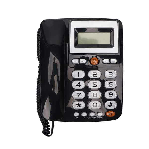 Corded Phone with Large Buttons, Hands-Free Calling, LCD, Adjustable Brightness, One-Touch Speed Dial, Landline Phone, Black