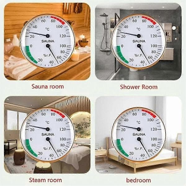 Bastu 2 i 1 Termometer Hygrometer, Inomhus Fuktighet Temperaturmätare för Badrum Ångbastu