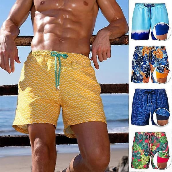 Badeshorts til mænd, hurtigtørrende 5 tommer indersøm strandshorts