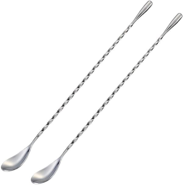 Cocktailmixer i rustfrit stål med spiralhåndtag 12 tommer sølv 2 stk.
