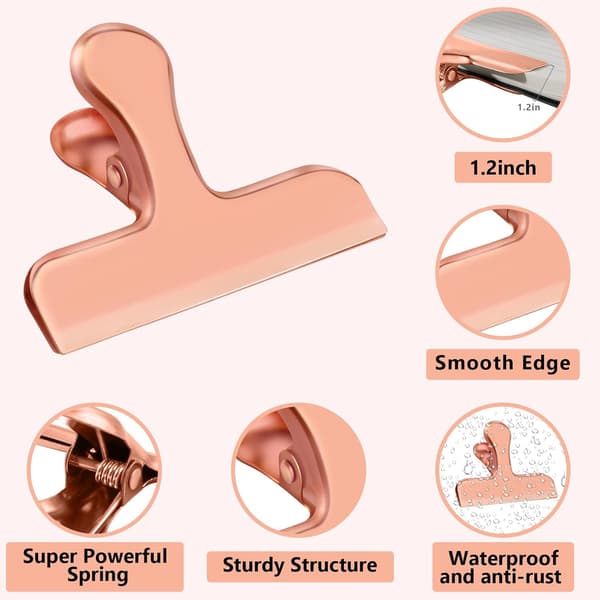 Rose Gold Chip Clips, 8-pack Stainless Steel Chip Clips, Chip Cli