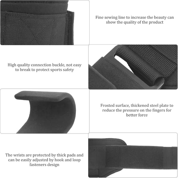 Pair of Hook Wrist Straps (Black), Adjustable Weightlifting Straps, Hook Weightlifting Straps, Suitable for Gym Training