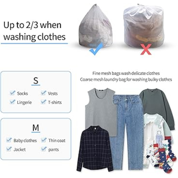 (2-pack 50*70, 60*80) Mesh Laundry Bag - Machine Washable Drawstring