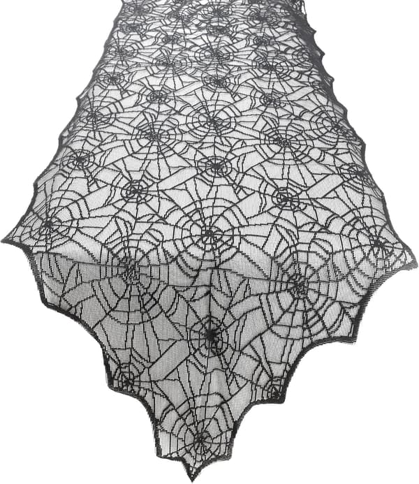 1 pc Black Spider Web Table Runner, Halloween Table Mats, Halloween Decorations Lace Spider Web Centerpiece (35x122cm)